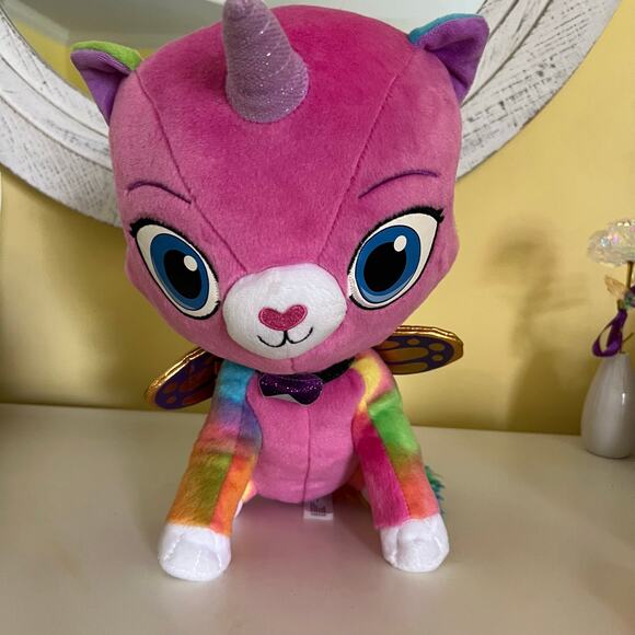 Rainbow Butterfly Unicorn Kitty Pink Stuffed Animal EUC - Picture 1 of 4